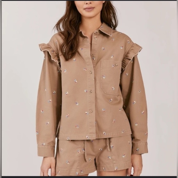 SOMETHING NAVY MAGNOLIA SHIRT JACKET and SHORTS SZ SMALL - Picture 2 of 7